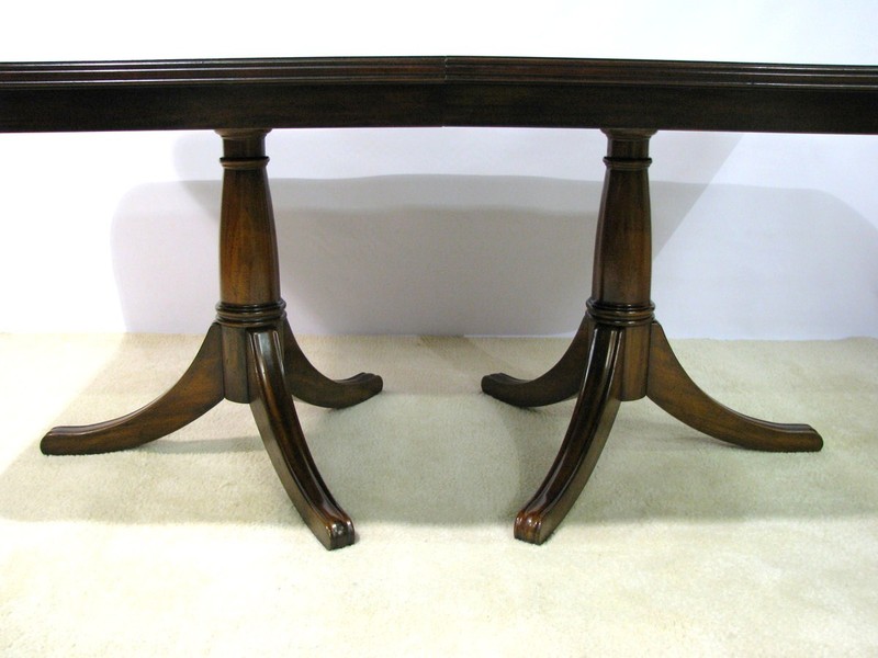 Stunning Maitland-Smith Double Pedestal Flame Mahogany Dining Table 92 1/2" Long gallery