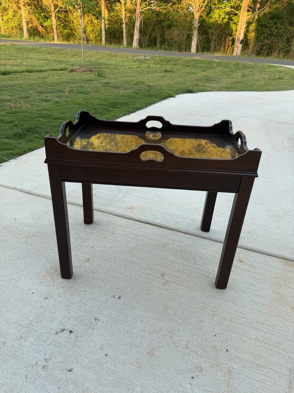 RARE LINK-TAYLOR Heirloom Solid Mahogany Chippendale Tea Table Vintage Antique