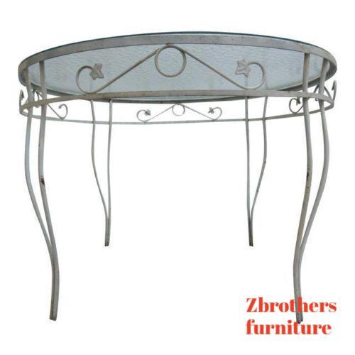 Vintage Round Outdoor Patio Porch Ivy Iron Dinette Dining Table