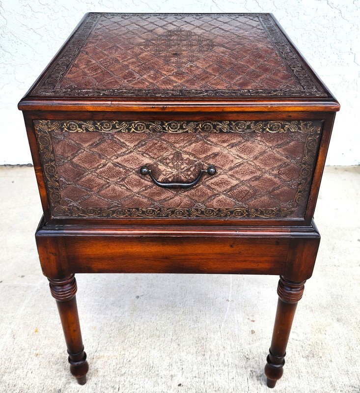 Theodore Alexander Leather Wrapped Side Accent Table gallery