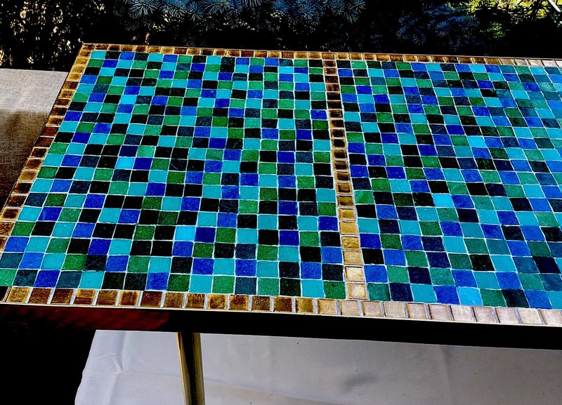 MID -CENTURY MODERN 72” LONG ITALIAN GLASS MOSAIC TILE COFFEE TABLE Circa 1967 gallery
