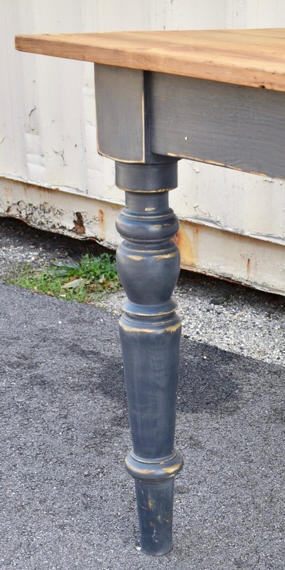 Pine Painted Base Turned Leg Farmhouse Table, Reproduction gallery
