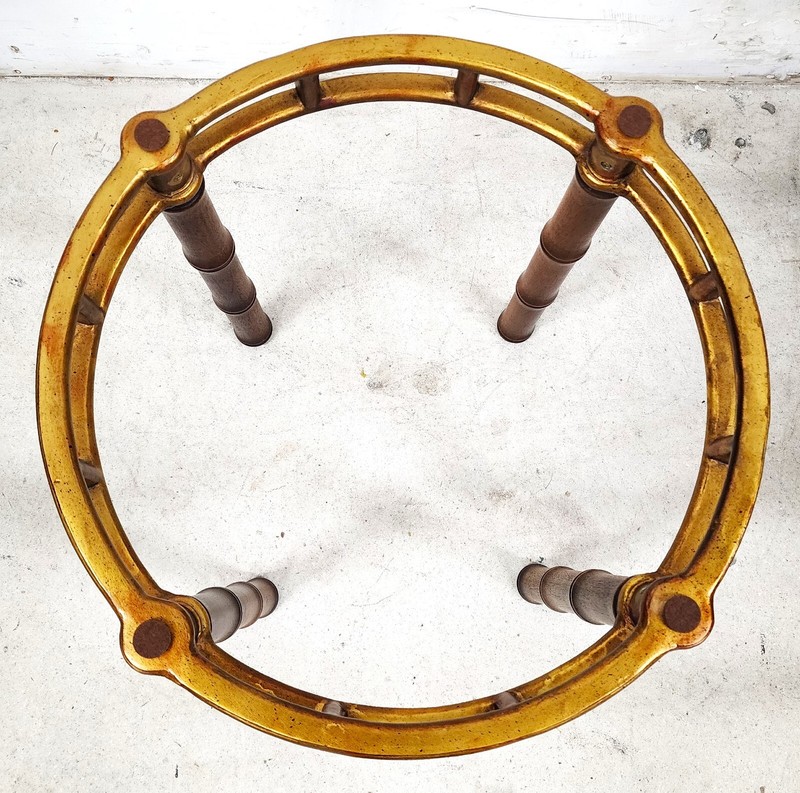 Bamboo Side Table Vintage Gilt Metal Wood Glass gallery