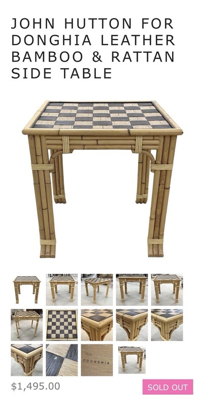 RARE Vtg Nesting Tables leather Strapped Bamboo Rattan John Hutton By Donghia gallery