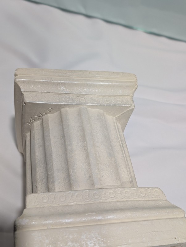Vtg Neoclassical Glass Console Table Hand Carved Plaster Columns Pedestal Mexico gallery