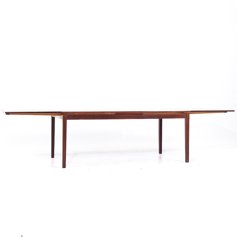Johannes Andersen Style Mid Century Danish Rosewood Hidden Leaf Dining Table gallery
