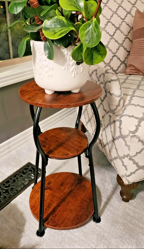 Small Round Side Table with Storage Bag 3-Tier 11.8″D x 11.8″W x 21.6″H