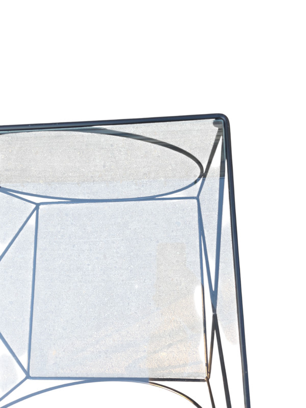 Vintage Wrought Iron Rods XO Side End Table Attributed to Frederic Weinberg MCM gallery