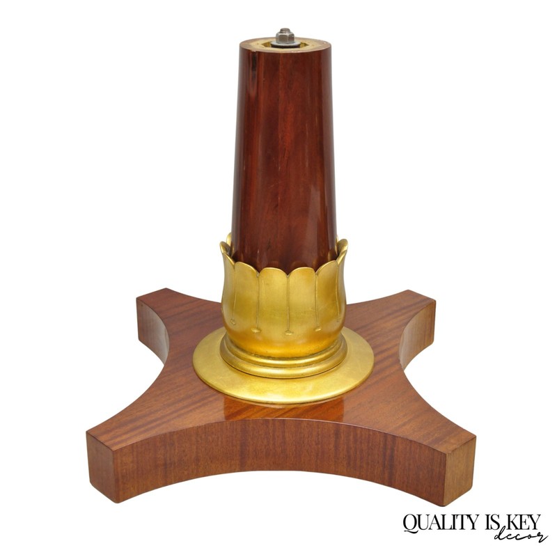 Vintage French Regency Style Mahogany & Gold Gilt Plume Table Pedestal Base (A)