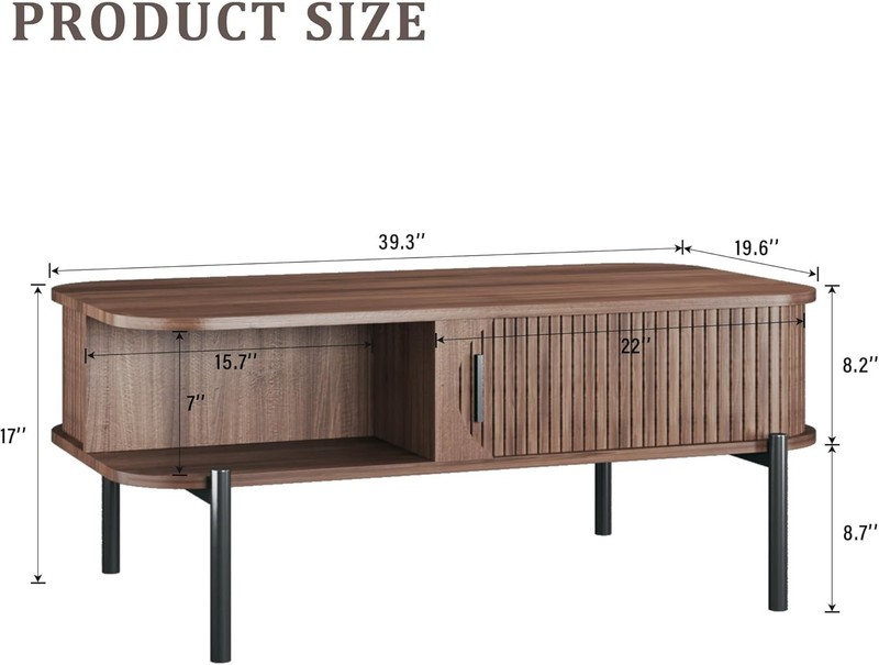 Coffee Table, 39.4" Mid Century Modern Coffee Tables for Living Room, Coffee gallery