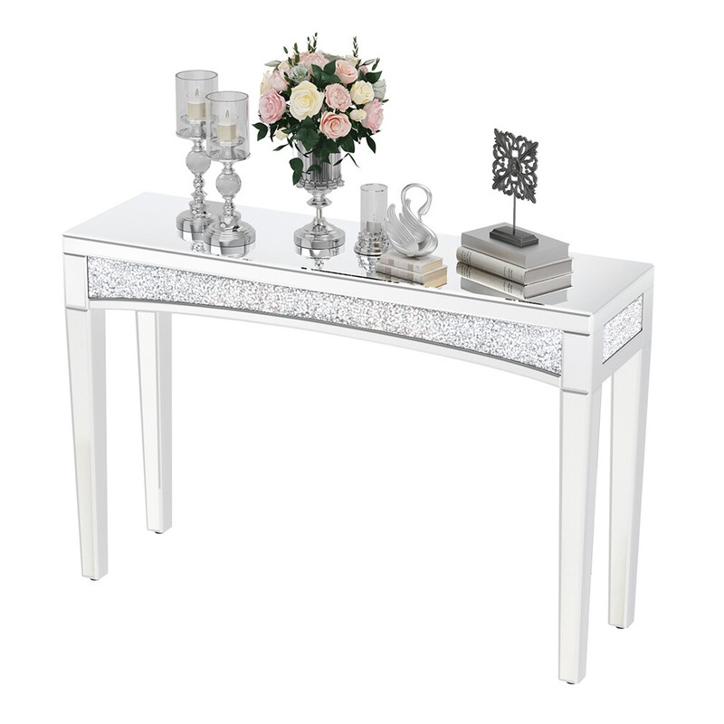 Sparkling Mirrored Crushed Diamond Console Table fr Living Room Entryway Hallway gallery