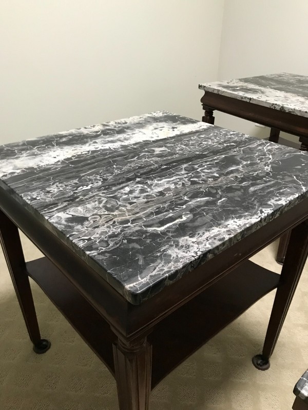 Vintage Genuine Italian Black Marble Matching Coffee Table and Side Tables gallery