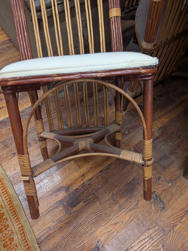 1930's Bridge Table Split Reed Rattan Pine Mixed Wood Hand Painted gallery