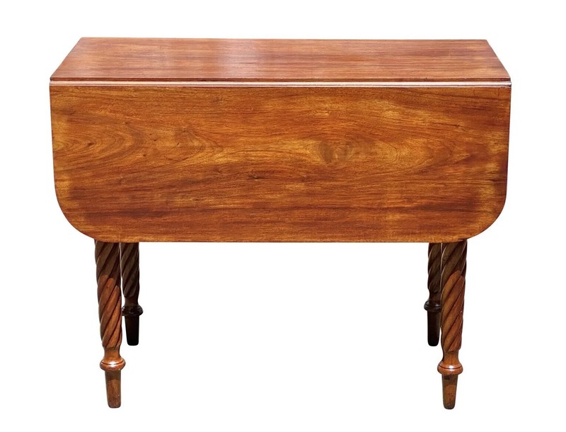 Antique Sheraton Mahogany Drop Leaf Dining Table with Rope Carved Legs gallery