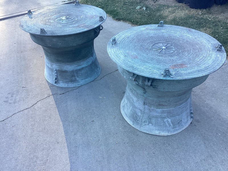 Southeast Asian Bronze Rain Drum Side Table 1stdibs Antique Asian Chinoiserie