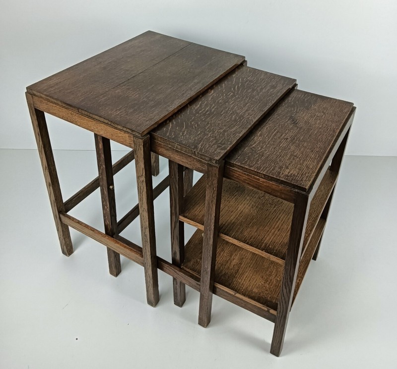 Art Deco antique Nesting stacking side tables design very rare with boards set o gallery