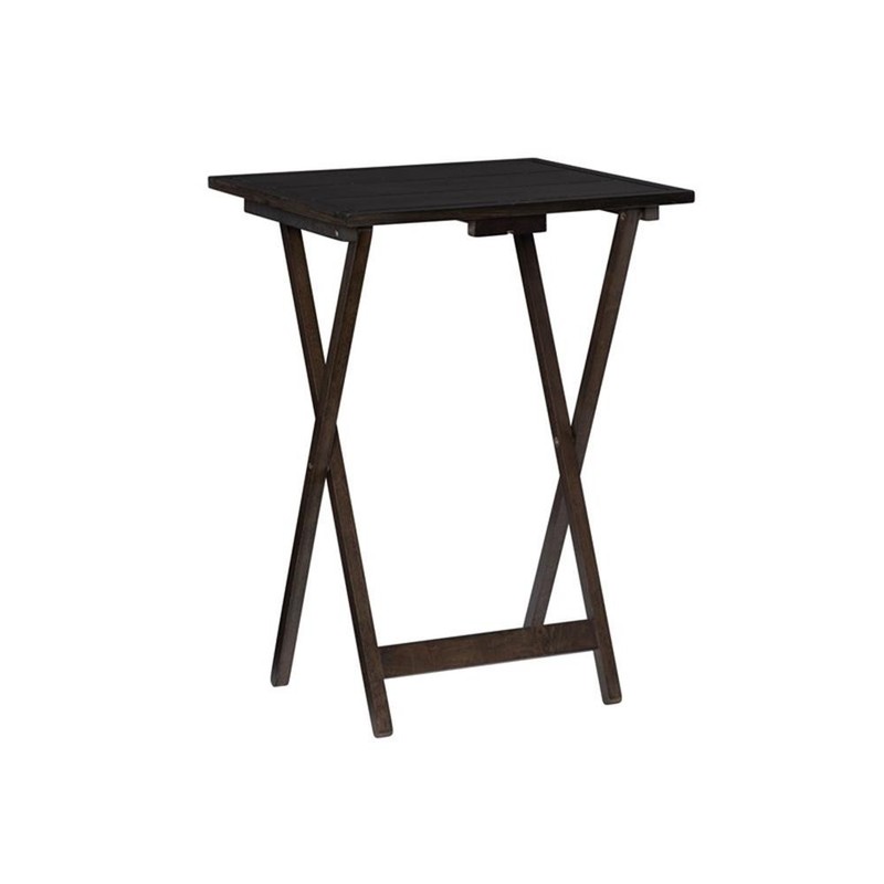 Pemberly Row Transitional Five Piece Wood Tray Table Set in Gray gallery