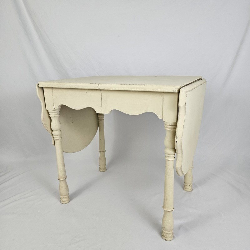 Antique Drop-Leaf Work Table Sewing Crafts Old Painted Country Cottage Kid Size