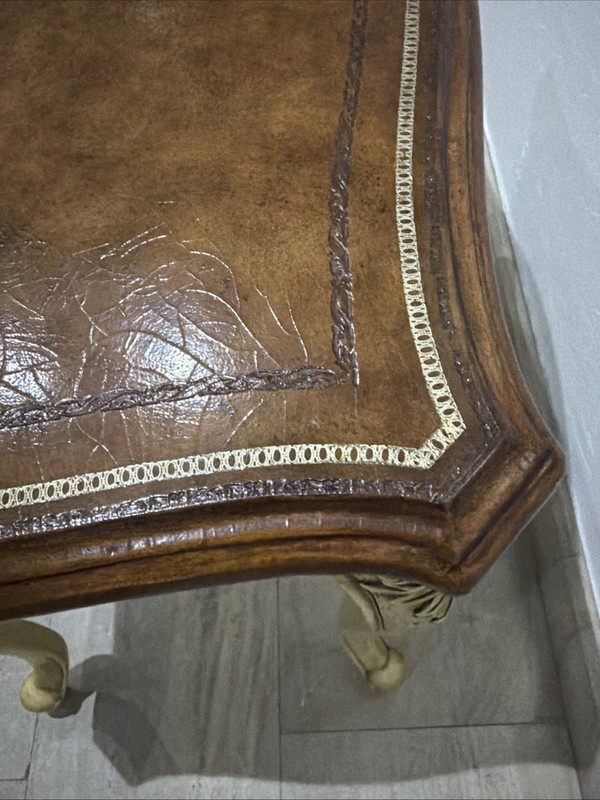 Vintage Maitland Smith HANDMADE Fleur De Lis Carved Accent Table Louis XV gallery