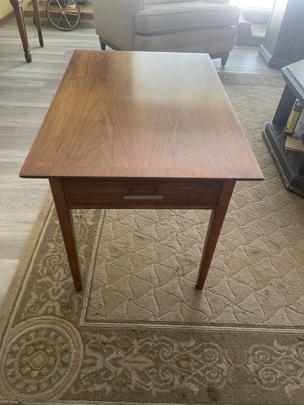 Wood Mid Mod End Table in good condition , brand unknown gallery
