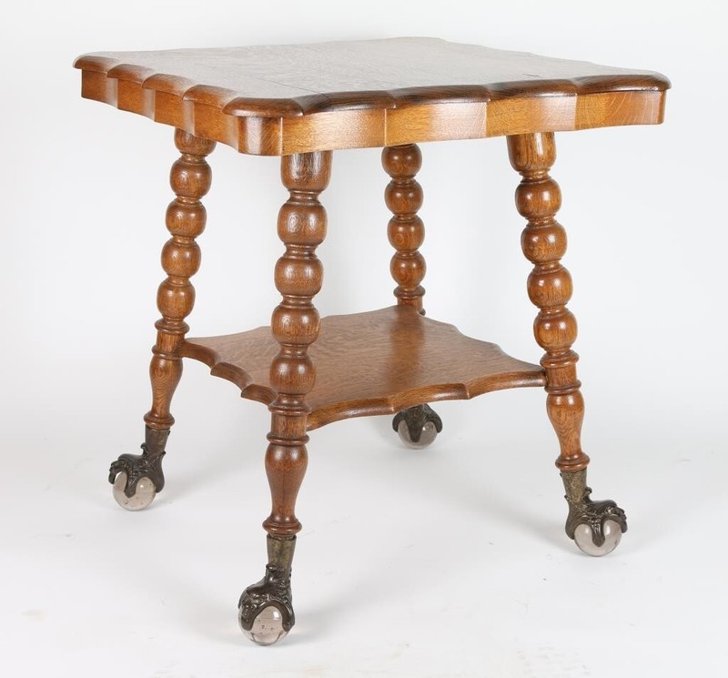 Victorian style glass ball claw footed edge Oak table, antique, mint REDUCED!