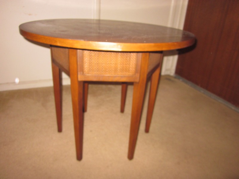 Vintage Solid Wood Cane Accent Table