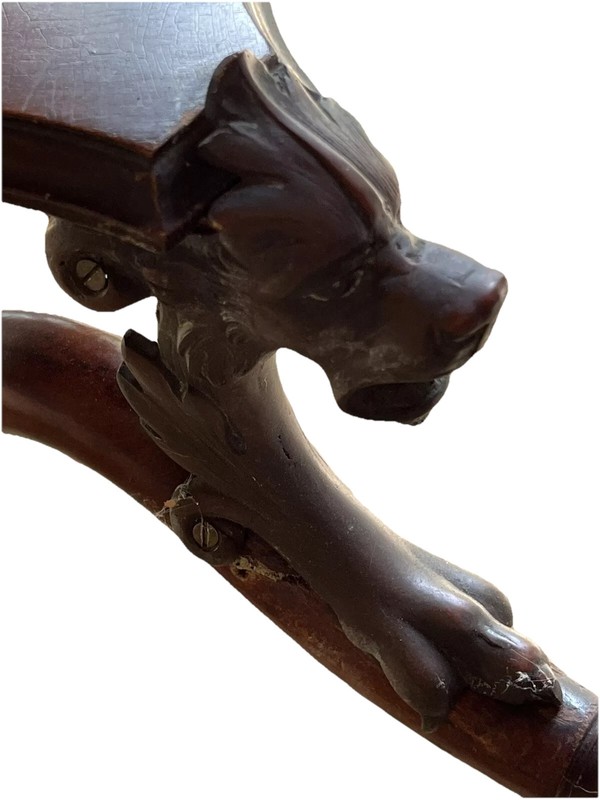 MERKLEN LIBRARY TABLE, 1890s, GREMLINS, DRAGON, BALL AND CLAW FOOT, ANTIQUE gallery