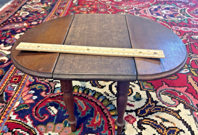 ANT DOLL DROPLEAF WALNUT TABLE, EXC FOR AGE, HEIRLOOM QUALITY, 16.5 X 12 X 9" OP gallery