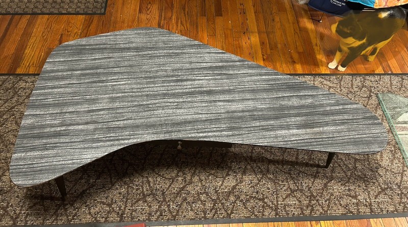 Mid Century Modern Kidney Style Coffee Table Grey Finish