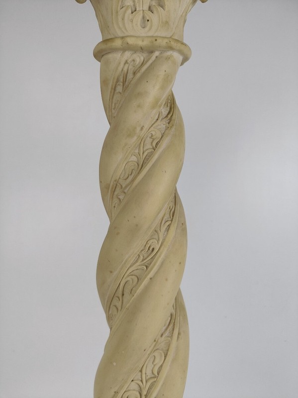 Large Column Pedestal White Marble look Resin Signed Guelfi Ornate plant stand G gallery