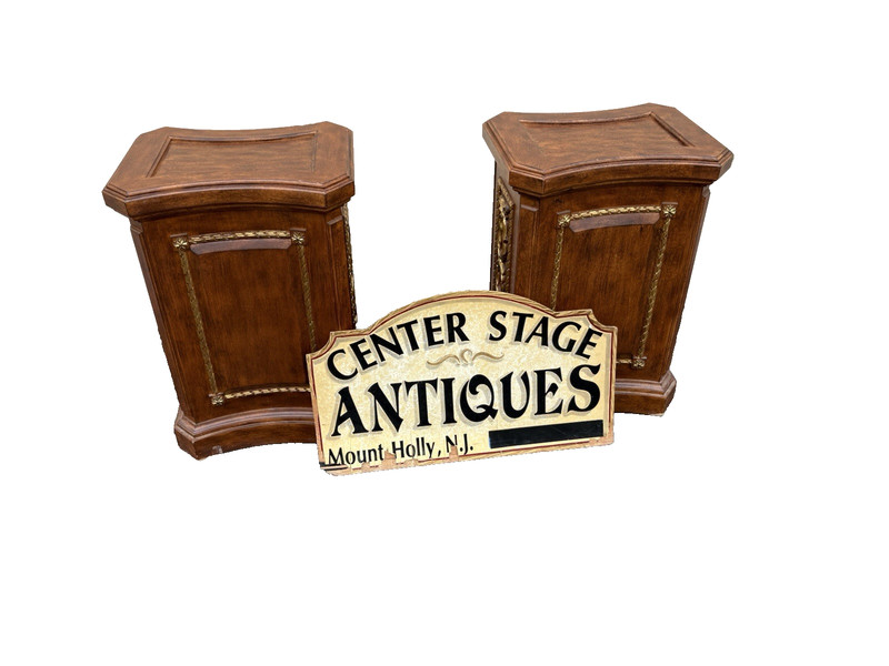 66824 Pair SOLID WOOD Decorator Plant Pedastal Stand s