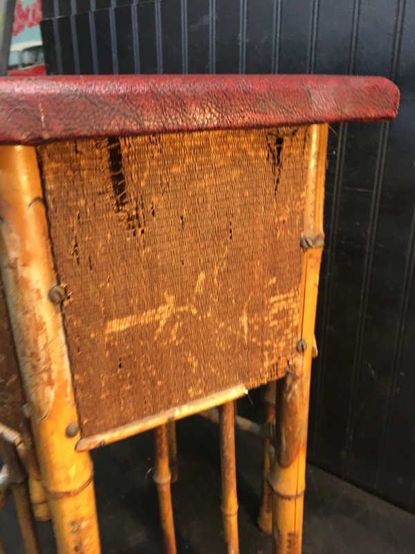 VTG 1900s Hexagon bamboo & rattan side table end table, Plant Stand , Asian 22" gallery