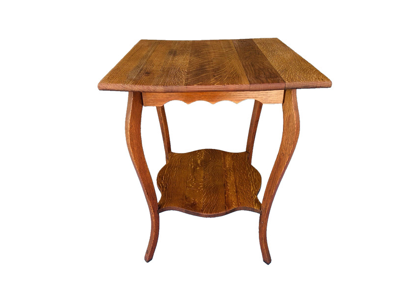 Beautiful Antique Quartersawn Tiger Oak 2-Tier Parkour Entry Way Lamp Table gallery