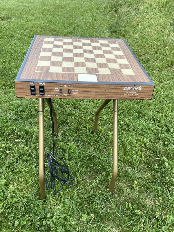 Vintage Sunset Folding SV Projector Table Light Up Checkers Board Game Table
