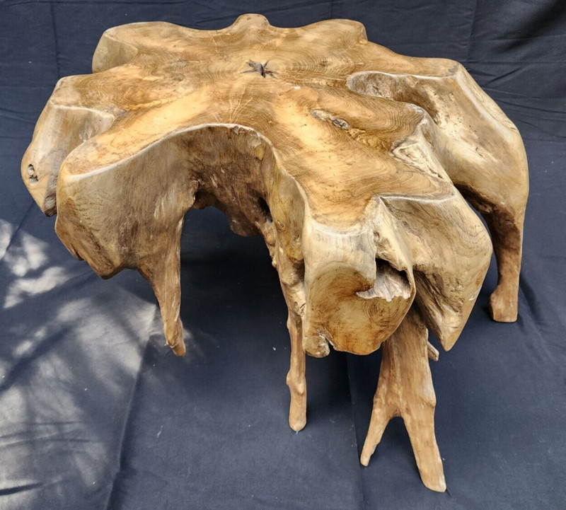 Solid Teak Root Burlwood Wood Coffee Table / Side Table #1481