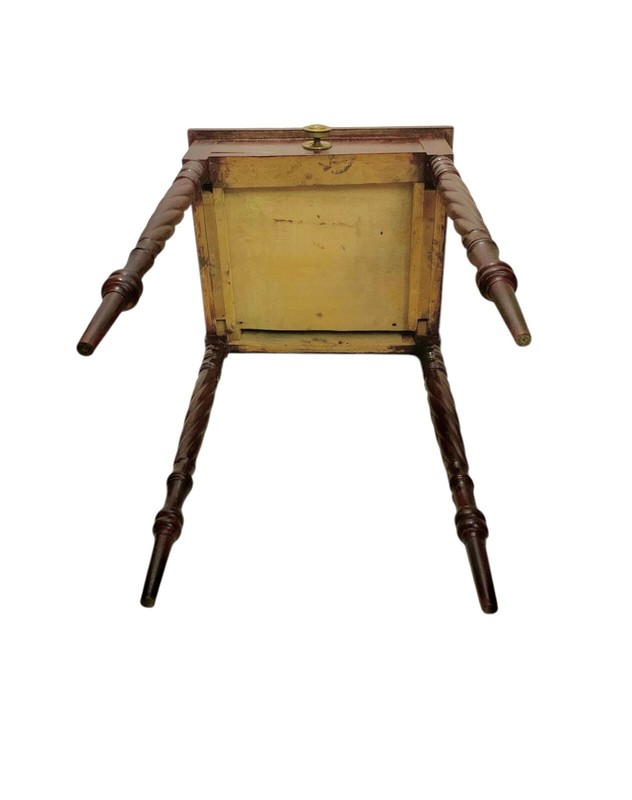 Side Table Vintage One Drawer Mahogany Wood with Spindle Leg and Brass Handle gallery