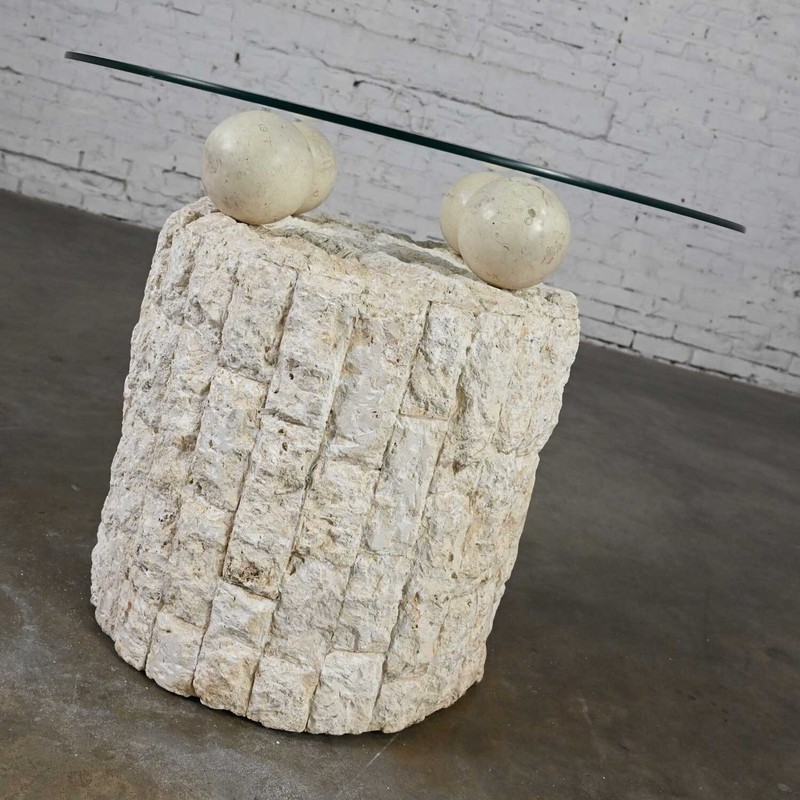 Postmodern Rnd Tessellated Mactan Stone Side Table 4 Sphere Style Maitland Smit gallery