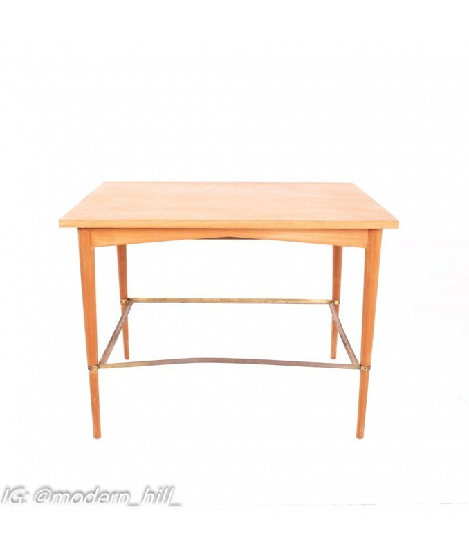 Paul McCobb Connoisseur Mid Century Maple and Brass Side End Tables - Pair gallery