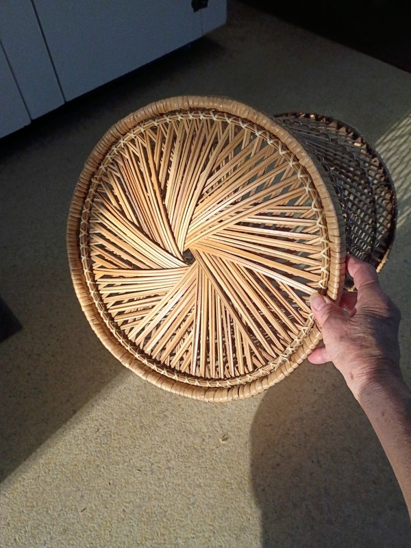 Vintage Boho Chic Round Wicker Rattan Table Plant Stand Stool 12.5"× 14.25" gallery