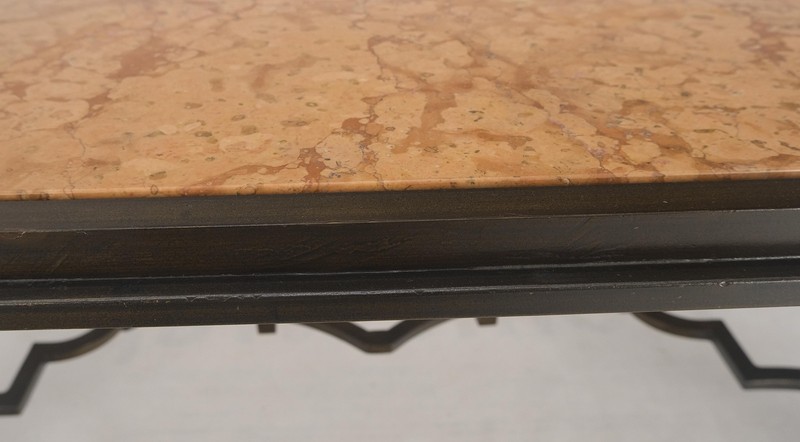 Heavy Forged Bronzed Iron Base Rouge Marble Top Coffee Table Mint gallery