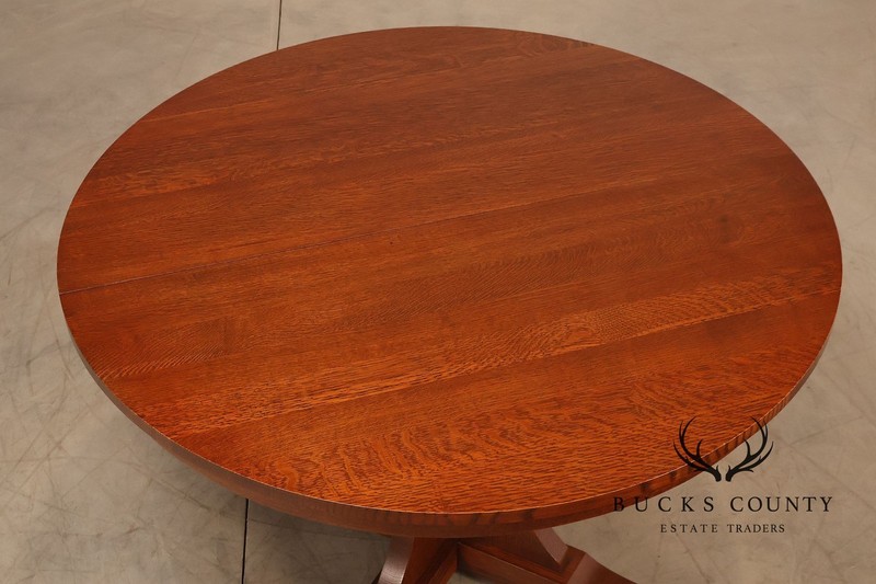 Stickley Mission Collection 46" Round Oak Pedestal Dining Table gallery