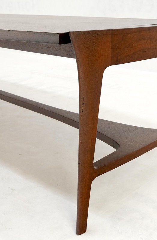 Oiled Walnut Tile Insert Floating Top Mid-Century Long Surfboard Coffee Table gallery