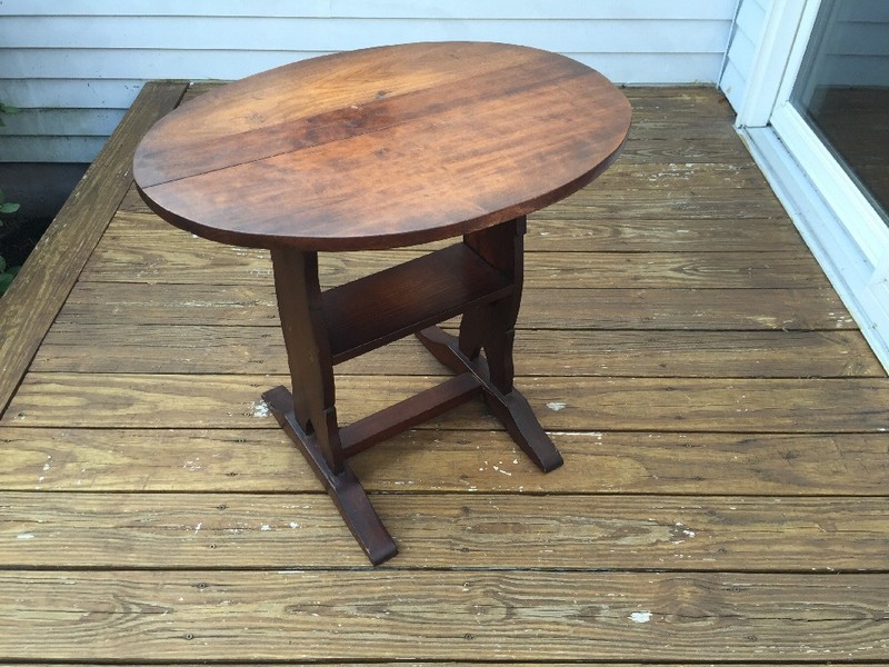Antique Hand Made Trestle Style Side Table, Nice!