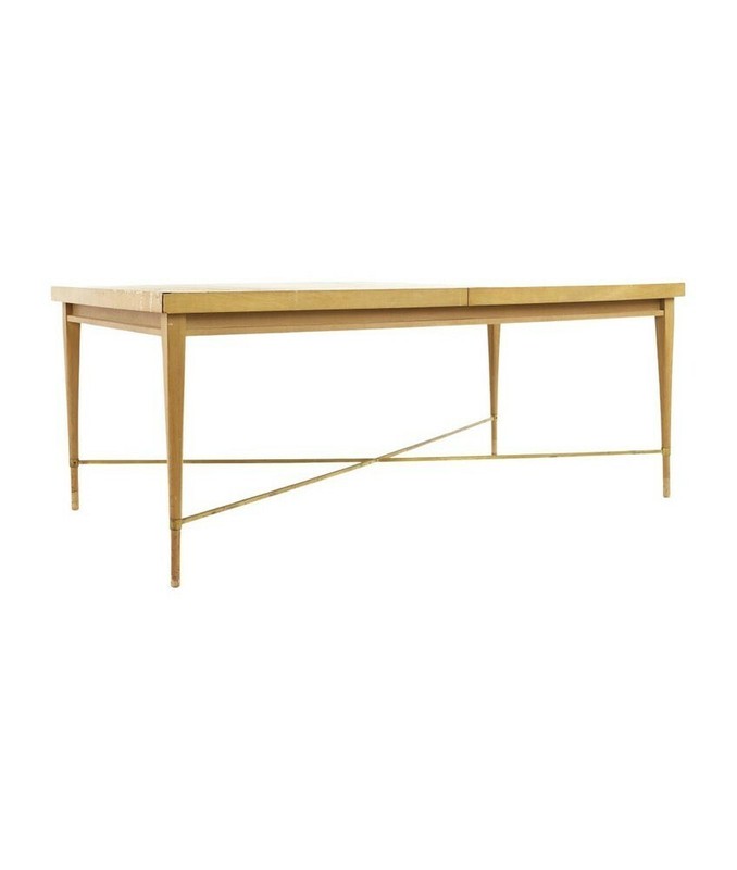 Paul McCobb for Calvin Mid Century Brass X Base Dining Table