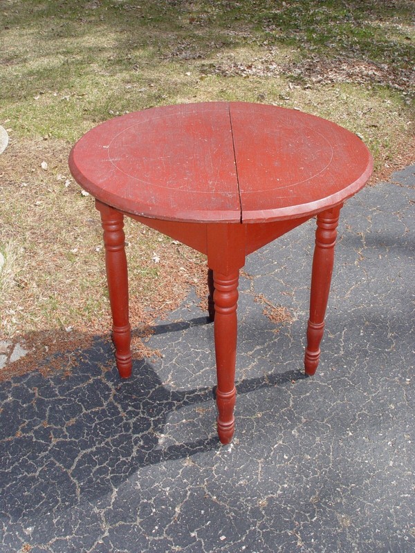 Mid 19th c. Painted Missouri Round-top Tavern Table, Square nailed and Pegged