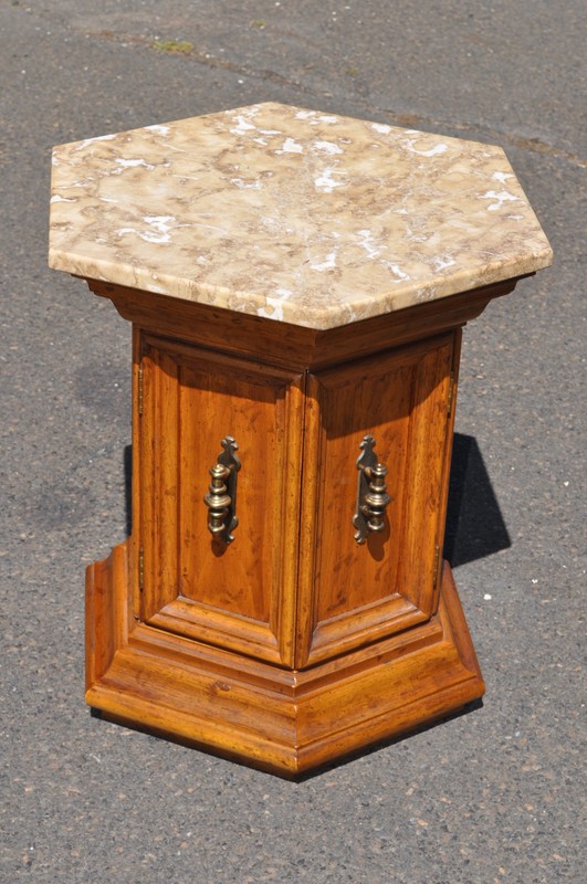 Drexel Velero Collection Marble Top Tuscan Style Side Table With Storage