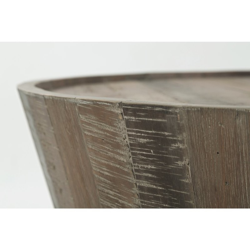 Conundrum Modern Distressed Solid Wood Drum Coffee Table gallery