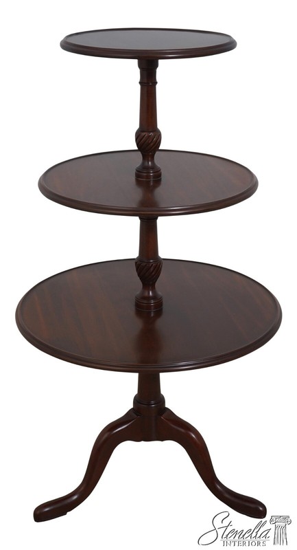 68127: Mahogany 3 Tier Dumbwaiter Style Occasional Table