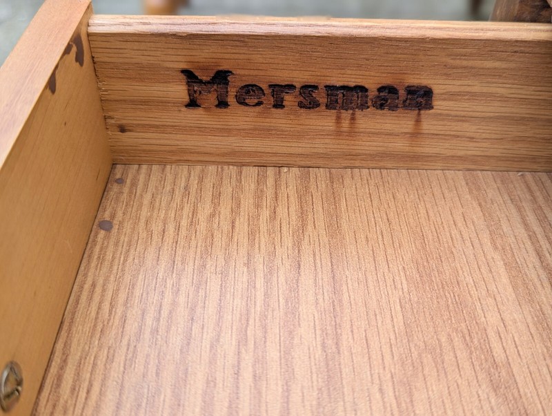 Pair Vintage Maple Wood Mersman Mid Century Modern Formica End Table Nightstand gallery