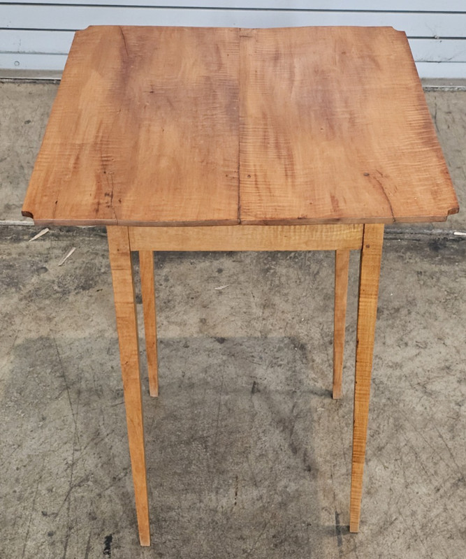 Antique Tiger Maple Federal Style Single Drawer Occasional Table Bench Made gallery